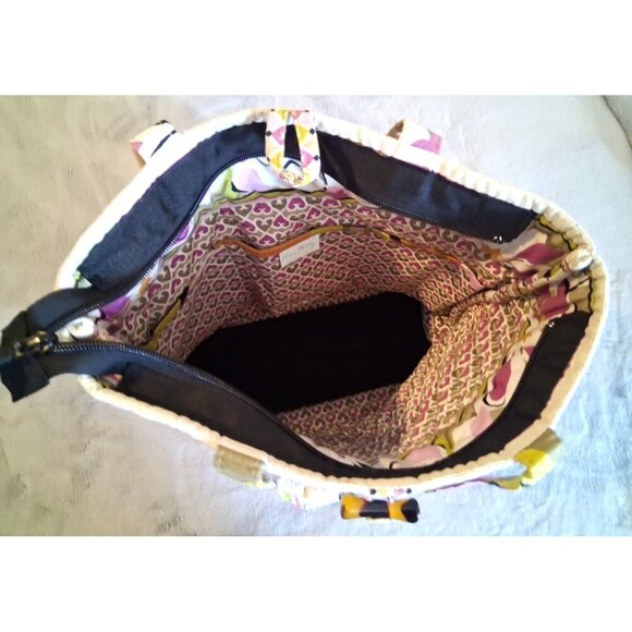 Vera Bradley Toggle Tote Shopper Handbag purse Green Purple floral print 13 X 14 - Picture 6 of 6